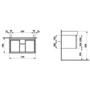 Koupelnová skříňka pod umyvadlo Laufen Pro 77x45x39 cm wenge H4830620954231. Technický nákres