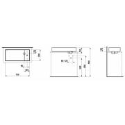 Umyvadlo Laufen Kartell By Laufen 75x35 cm mat bez otvoru pro baterii, bez přepadu H8123327571121. technický nákres