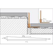 Spádová lišta do sprchového koutu Schlüter Showerprofile-S nerez kartáčovaná, délka 120 cm, výška 10 mm, SPSB100EB/120. Technický nákres&nbsp;