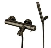 Vanová baterie Paffoni Light se sprchovým setem 150 mm kartáčovaný černý nikl LIG023NKNSP