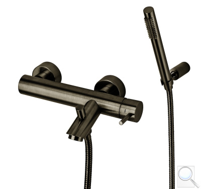 Vanová baterie Paffoni Light se sprchovým setem 150 mm kartáčovaný černý nikl LIG023NKNSP. 