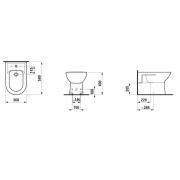 Bidet Laufen Pro stojící, vnější přívod H8329514003041. Technický nákres&nbsp;