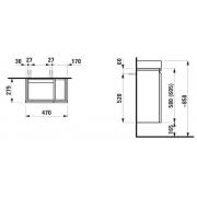 Koupelnová skříňka pod umyvadlo Laufen Pro 47x27,5x62 cm grafit H4830010954801 (Technický nákres)
