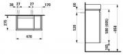 Koupelnová skříňka pod umyvadlo Laufen Pro 47x27,5x62 cm grafit H4830010954801 (Technický nákres)