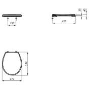 WC sedátko Ideal Standard Eurovit duroplast bílá W303001. technický nákres 