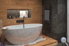 Koupelna Classen Ceramin. SIKO-koupelna-v-mramorovem-provedeni-se-drevem-s-vanou-prirodni-styl-serie-Ceramin-Wall-003