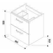 Koupelnová skříňka pod umyvadlo Jika Lyra Plus Viva 49x41,6x55 cm bílá H40J3834023001. Technický nákres 