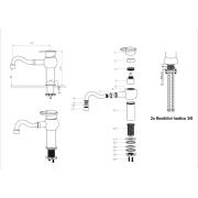 Umyvadlová baterie WF Industrial bez výpusti olejem gumovaný bronz SIKOBWFS271. Technický nákres&nbsp;