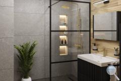 Koupelna Marconi Rarestone. SIKO-koupelna-v-kamennem-provedeni-se-drevem-s-cernym-walk-in-serie-Rarestone-003