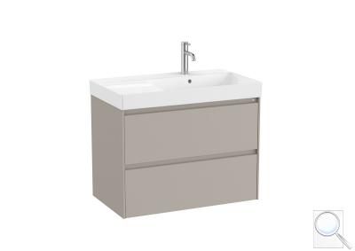 Koupelnová skříňka s keramickým umyvadlem Roca Ona 80x64,5x46 cm písková mat ONA802ZPMP obr. 1