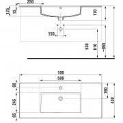 Koupelnová skříňka s umyvadlem Jika Cube 100x43x62,2 cm dub tmavý H4536511763021 (Technický nákres 1)