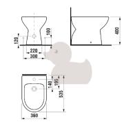 Bidet Jika Lyra Plus stojící, vnější přívod H8323810003041. technický nákres 