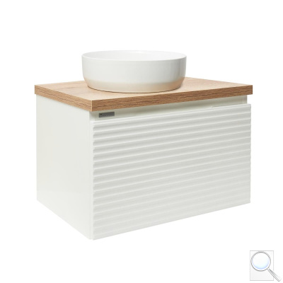 Koupelnová skříňka pod umyvadlo Naturel Savona 78x43x44,8 cm bílá lesk, deska dub halifax SAVONA80BIDDH. obr. 1