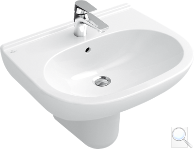Umyvadlo Villeroy & Boch O.Novo 55x45, 60x49, 65x51 cm otvor pro baterii uprostřed. 