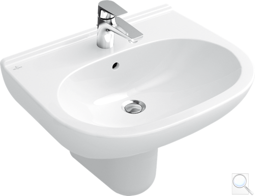 Umyvadlo Villeroy & Boch O.Novo 55x45, 60x49, 65x51 cm otvor pro baterii uprostřed.