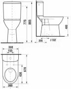 WC kombi komplet Jika Deep spodní odpad SIKOSJOLSB23617 (Technický nákres)
