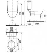 WC kombi komplet Jika Deep spodní odpad SIKOSJOLSB23617. Technický nákres