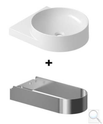 Umyvadlo Ravak Yard 40,5x50 cm s nerezovou konzolí X000001681. obr. 1