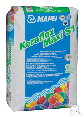 Lepidlo Mapei Keraflex Maxi S1 Low Dust 25 kg šedá (C2TE S1). 