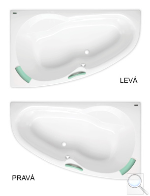Asymetrická vana Laguna Luiza 140x95, 150x95, 160x95 cm akrylát levá nebo pravá.