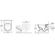 WC závěsné se sedátkem softclose Villeroy & Boch Omnia Architectura zadní odpad 5684HR01. Technický nákres 