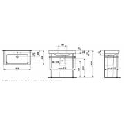Nábytkové umyvadlo Laufen Pro S 85x46 cm otvor pro baterii uprostřed H8139654001041. Technický nákres