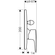 Vanová baterie Hansgrohe HG248 včetně podomítkového tělesa chrom SIKOBHGMS215. Technický nákres