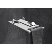 Polička Huppe Select+ kombinace designového držáku ručníku a odkládací poličky černá nebo stříbrná (Stříbrná matná SL2401087)
