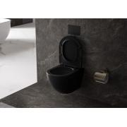 WC se sedátkem softclose závěsné vírové SAT Fusion černá mat zadní odpad SATFUS010RTORPBKM.  (9)