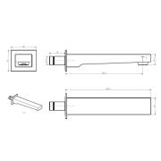 Vanový výtok Optima chrom SIKOBSVV41. Technický nákres 1&nbsp;
