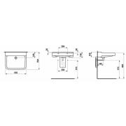Bezbariérové umyvadlo Laufen Pro 65x55 cm bez otvoru pro baterii H8119530001091. Technický nákres&nbsp;