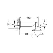 Samouzávěrný nástěnný ventil Grohe Euroeco Cosmopolitan 36266000. Technický nákres&nbsp;