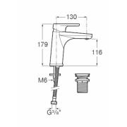 Umyvadlová baterie Roca Anara s výpustí chrom A5A301BC0K. Technický nákres
