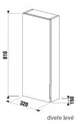 Koupelnová skříňka nízká Jika Cubito 32x15x81 cm bílá H43J4241105001 (Technický nákres 1)