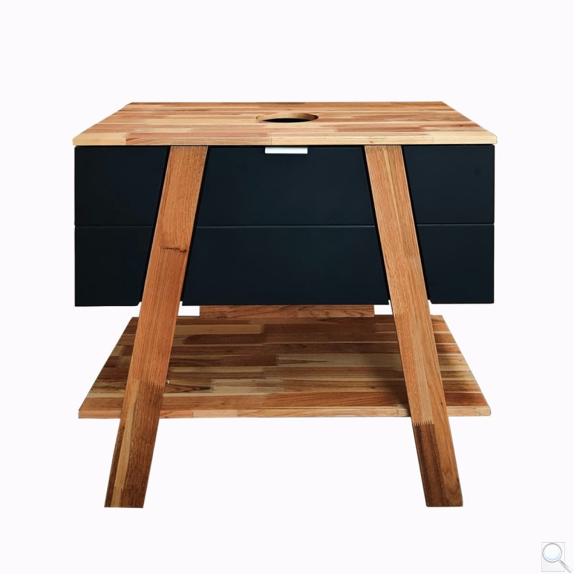 Koupelnová skříňka pod umyvadlo na desku Naturel Home 80x73x46 cm ořech/černá mat HOMEUMDC. obr. 1