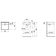 Umývátko Laufen Kartell By Laufen 46x46 cm otvor pro baterii, bez přepadu H8153314001111. technický nákres 