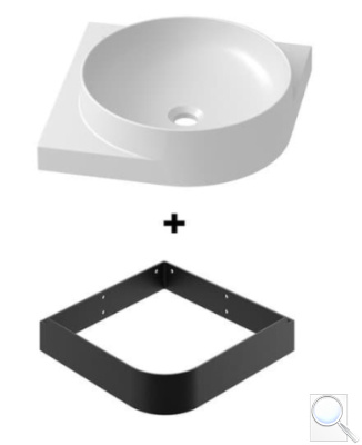 Umyvadlo Ravak Yard 45x12,5x45 cm s černou konzolí X000001527. obr. 1