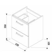 Koupelnová skříňka pod umyvadlo Jika Lyra Plus Viva 44x40,1x55 cm bílá H40J3824023001. technický nákres&nbsp;
