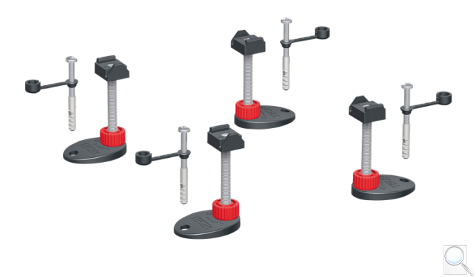 Nohy k upevnění sprchového žlábku Tece Drainline plast černá. 