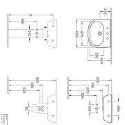Umyvadlo Villeroy & Boch O.Novo šířka 55 cm 516055R1. Technický nákres&nbsp;