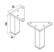 Nábytková noha Jika Zeta 8x3x10,6 cm chrom H4944010390001 (technický nákres)