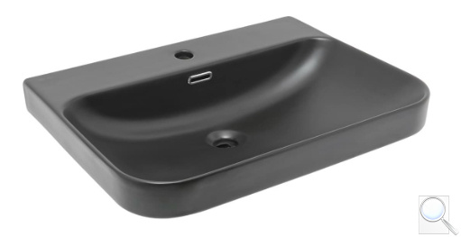 Nábytkové umyvadlo SAT Fusion 60,5x46 cm černá matná, otvor pro baterii uprostřed SATFUS6046BKM. obr. 1