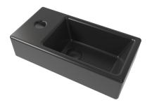 Umývátko SAT Brevis 40,5x20,5 cm černé otvor pro baterii vlevo SATBRE4020SLBKM