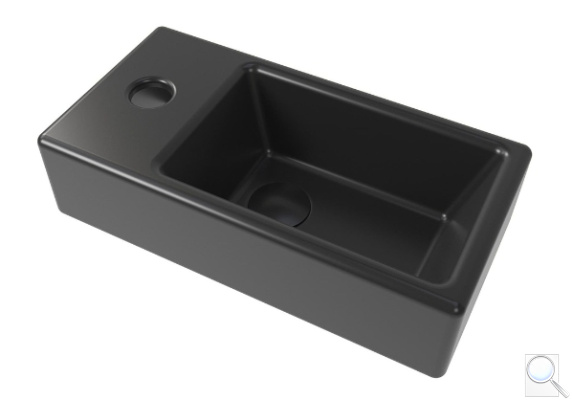 Umývátko SAT Brevis 40,5x20,5 cm černé otvor pro baterii vlevo SATBRE4020SLBKM. obr. 1