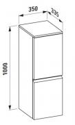 Koupelnová skříňka nízká Laufen Pro 35x33,5x100 cm dub H4831110954791 (Technický nákres)
