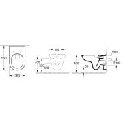 WC se sedátkem softclose závěsné Villeroy & Boch O.Novo zadní odpad 5660HR01. Technický nákres 