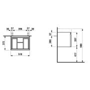 Koupelnová skříňka pod umyvadlo Laufen Pro 52x37x39 cm bílá lesk H4830210954751. Technický nákres&nbsp;