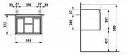 Koupelnová skříňka pod umyvadlo Laufen Pro 52x37x39 cm bílá lesk H4830210954751 (Technický nákres)