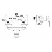 Sprchová baterie Jika Deep bez sprchového setu 150 mm chrom H3311U70044001. Technický nákres