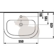 Umyvadlo Jika Deep 55x42 cm otvor pro baterii uprostřed H8126120001041. Technický nákres 1 